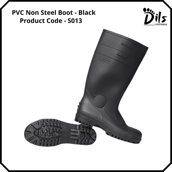 PVC Non Steel toe Boot - Black color
