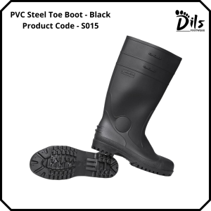 PVC Steel Toe Boot - Black color